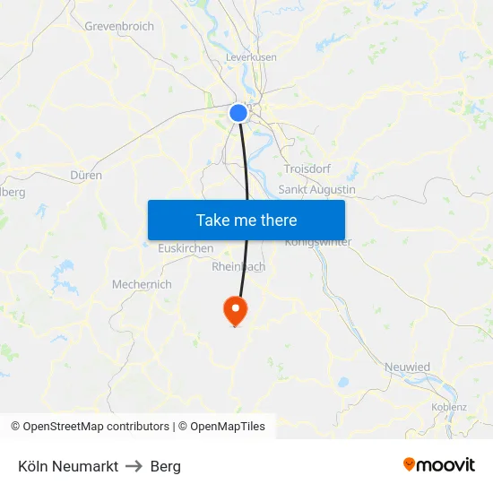 Köln Neumarkt to Berg map