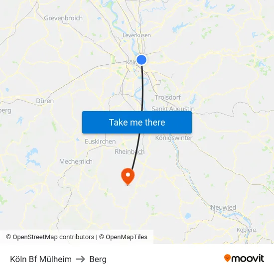 Köln Bf Mülheim to Berg map