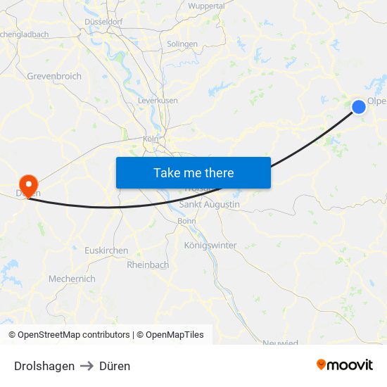 Drolshagen to Düren map