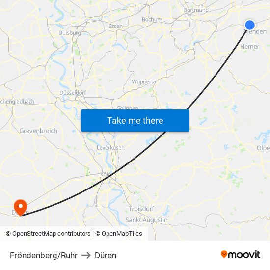 Fröndenberg/Ruhr to Düren map