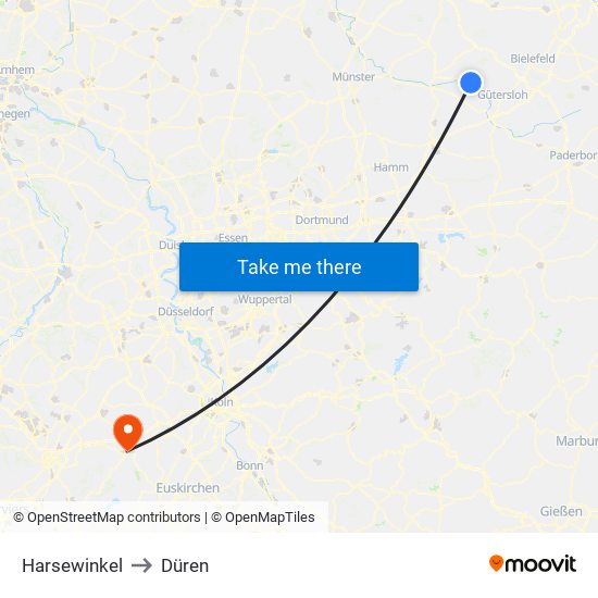 Harsewinkel to Düren map