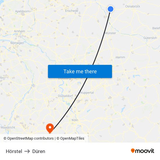 Hörstel to Düren map