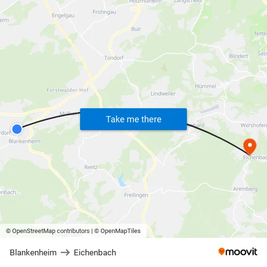 Blankenheim to Eichenbach map