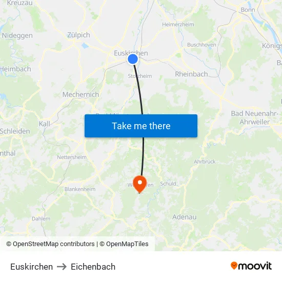 Euskirchen to Eichenbach map
