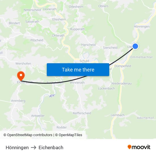 Hönningen to Eichenbach map