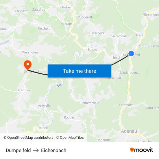 Dümpelfeld to Eichenbach map