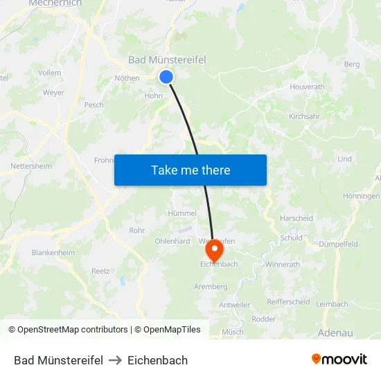 Bad Münstereifel to Eichenbach map