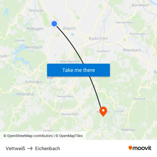 Vettweiß to Eichenbach map