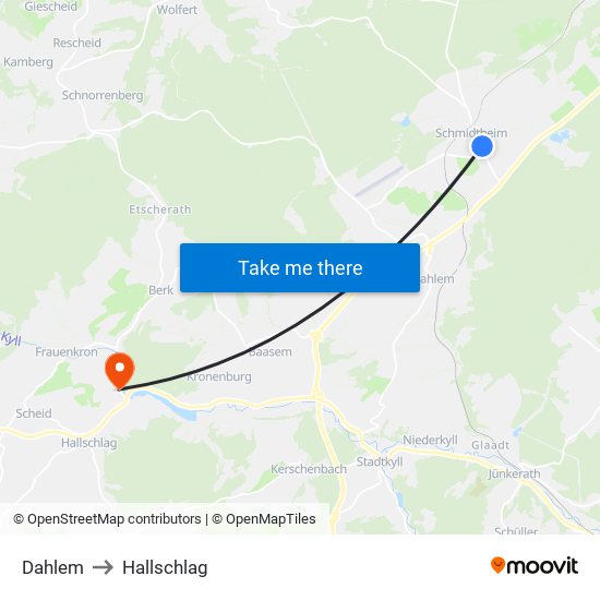 Dahlem to Hallschlag map