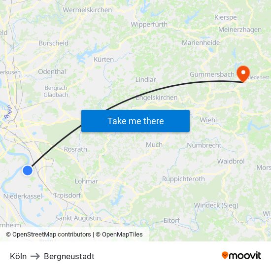 Köln to Bergneustadt map