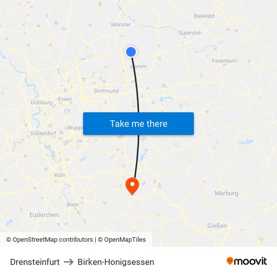 Drensteinfurt to Birken-Honigsessen map