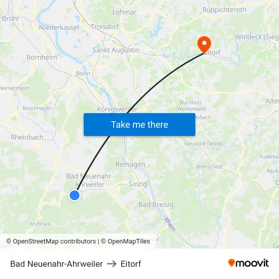 Bad Neuenahr-Ahrweiler to Eitorf map