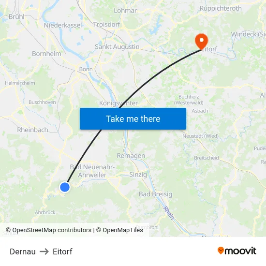 Dernau to Eitorf map