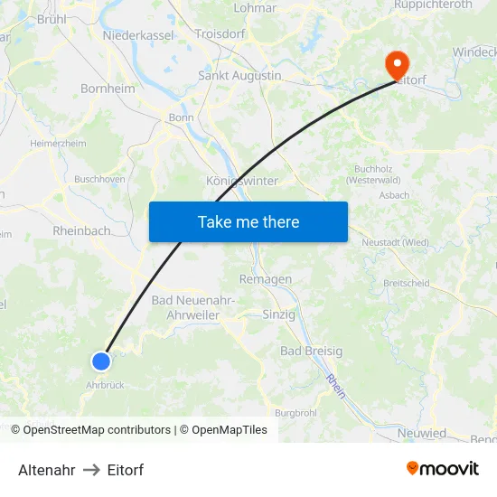 Altenahr to Eitorf map