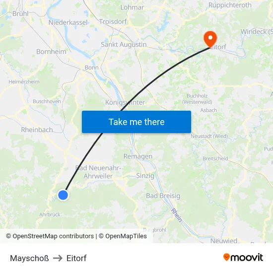 Mayschoß to Eitorf map