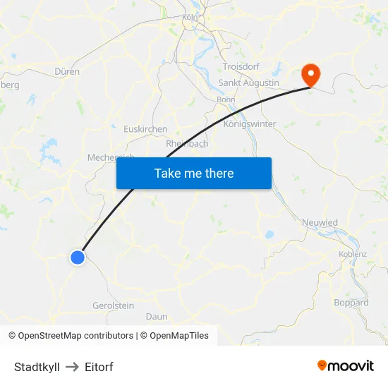 Stadtkyll to Eitorf map