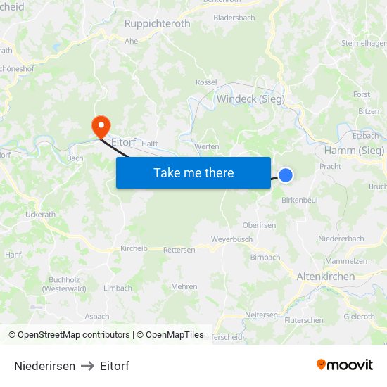 Niederirsen to Eitorf map