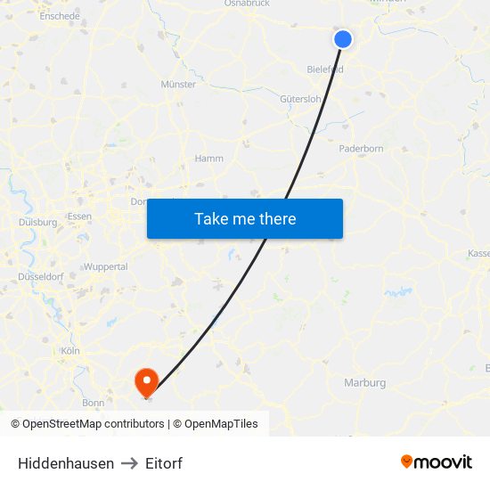 Hiddenhausen to Eitorf map