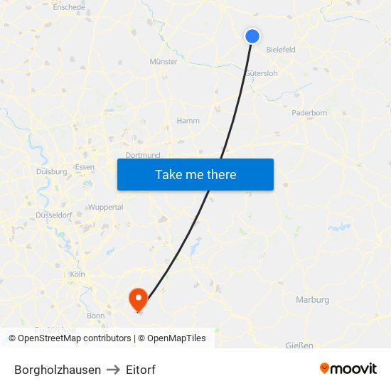 Borgholzhausen to Eitorf map