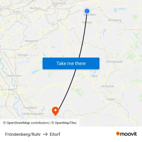 Fröndenberg/Ruhr to Eitorf map