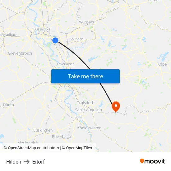 Hilden to Eitorf map