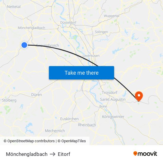 Mönchengladbach to Eitorf map