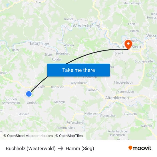 Buchholz (Westerwald) to Hamm (Sieg) map
