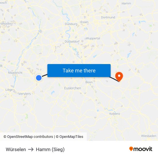 Würselen to Hamm (Sieg) map