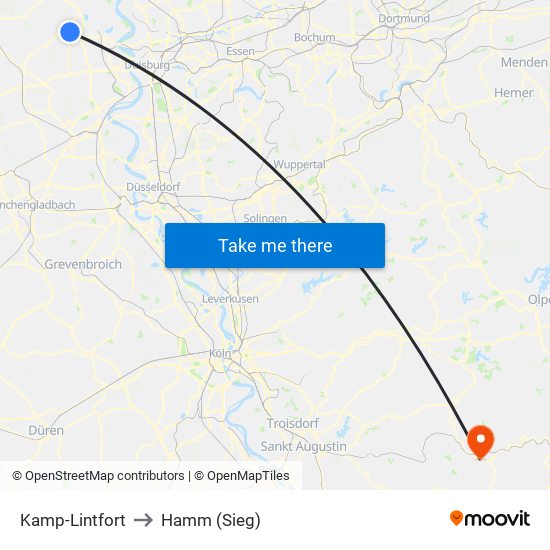 Kamp-Lintfort to Hamm (Sieg) map