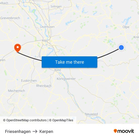 Friesenhagen to Kerpen map