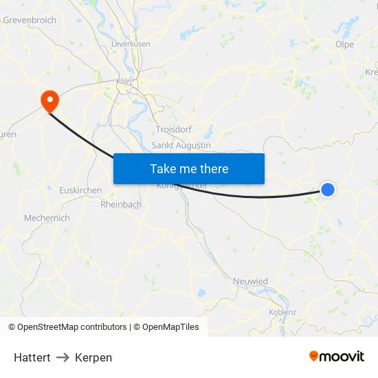 Hattert to Kerpen map