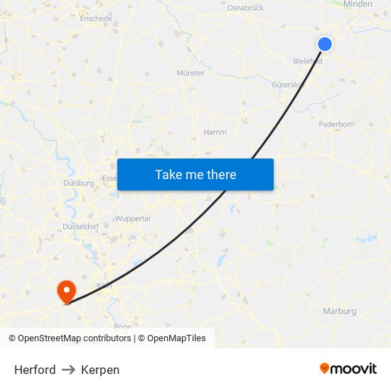 Herford to Kerpen map