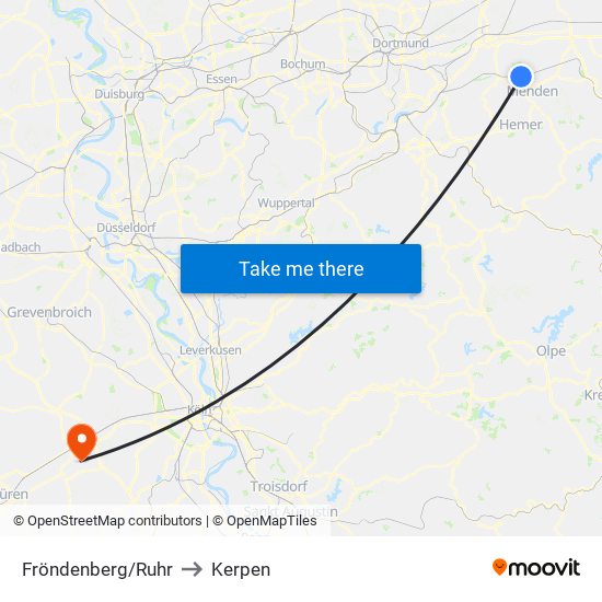 Fröndenberg/Ruhr to Kerpen map