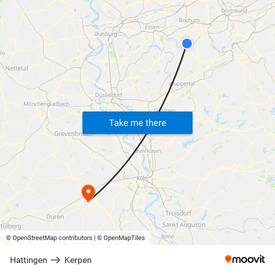 Hattingen to Kerpen map