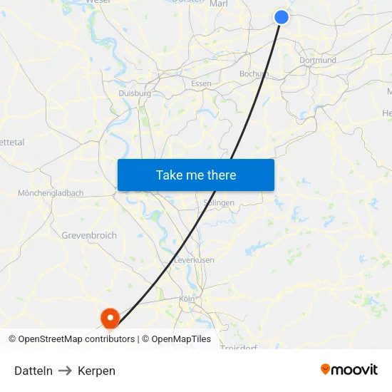 Datteln to Kerpen map