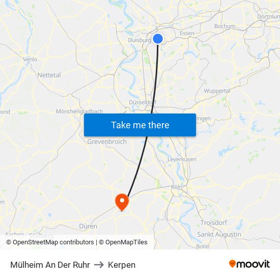 Mülheim An Der Ruhr to Kerpen map