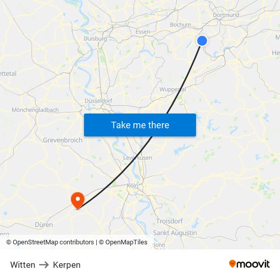 Witten to Kerpen map