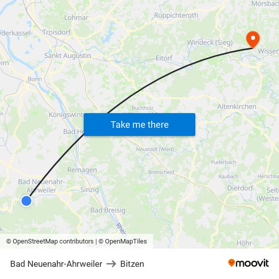 Bad Neuenahr-Ahrweiler to Bitzen map