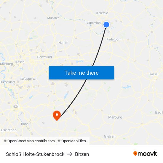 Schloß Holte-Stukenbrock to Bitzen map