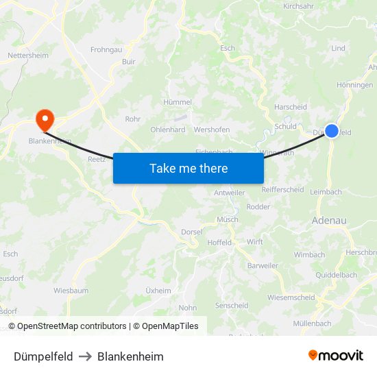 Dümpelfeld to Blankenheim map