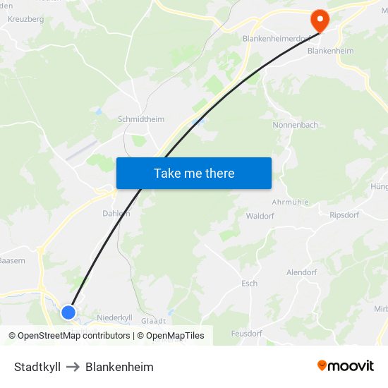 Stadtkyll to Blankenheim map