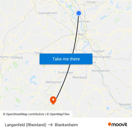 Langenfeld (Rheinland) to Blankenheim map