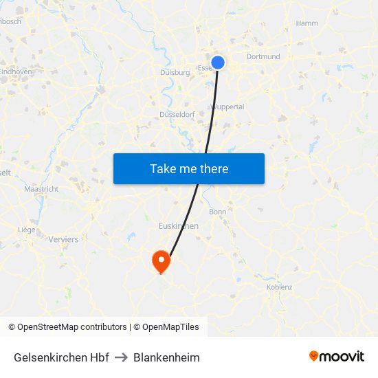 Gelsenkirchen Hbf to Blankenheim map