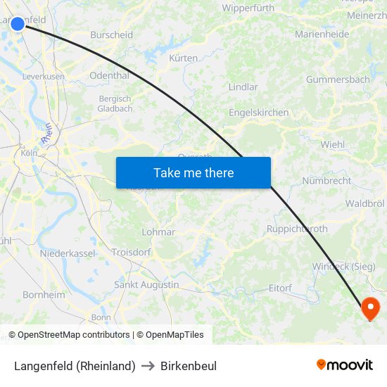 Langenfeld (Rheinland) to Birkenbeul map