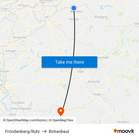 Fröndenberg/Ruhr to Birkenbeul map