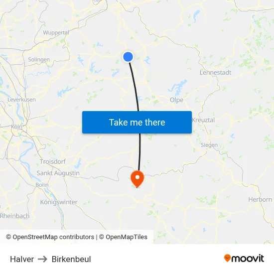 Halver to Birkenbeul map