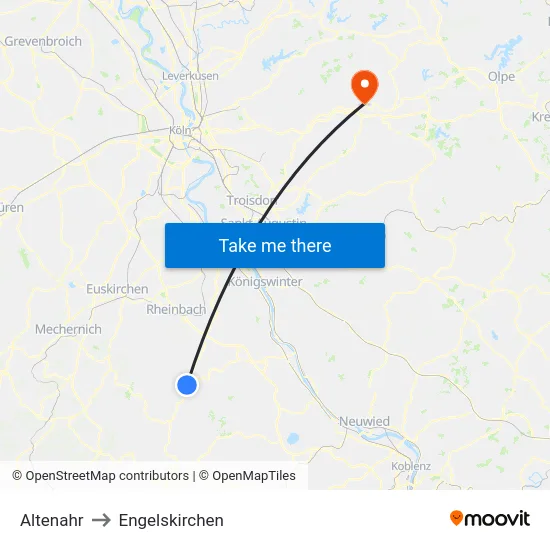 Altenahr to Engelskirchen map