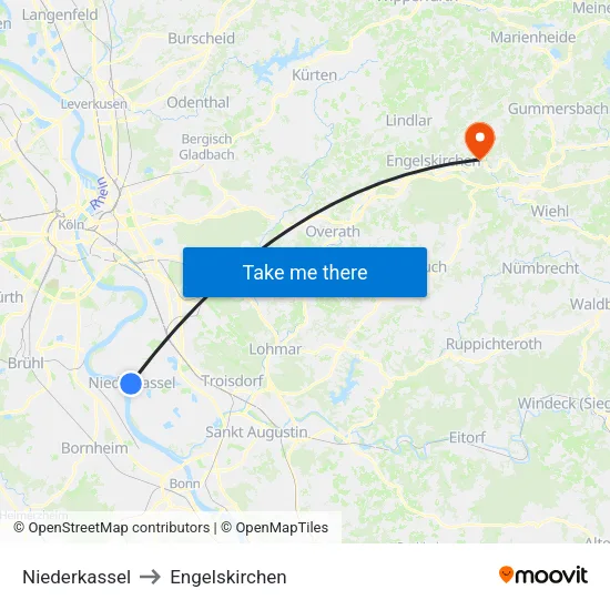 Niederkassel to Engelskirchen map