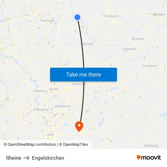 Rheine to Engelskirchen map