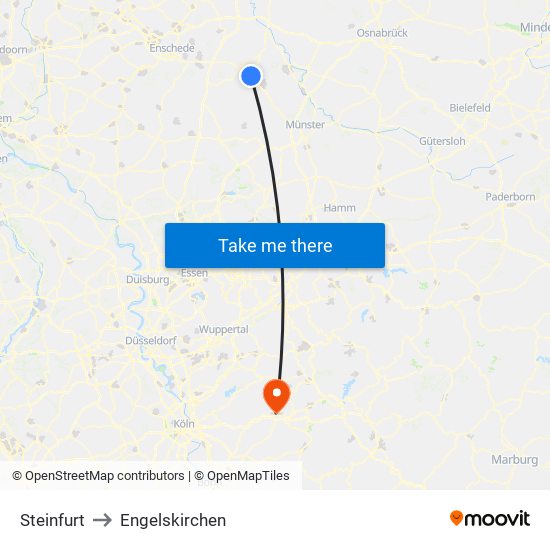 Steinfurt to Engelskirchen map